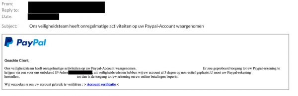 Paypal spear phising mail voorbeeld