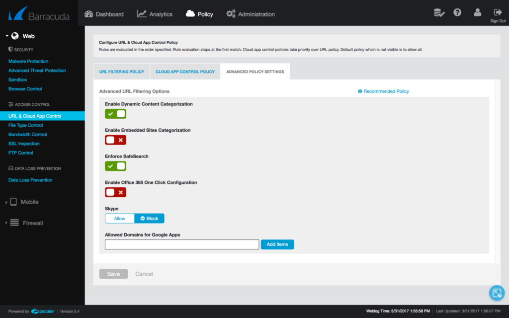 Barracuda - Web Security Services - ATD - Dashboard - 02